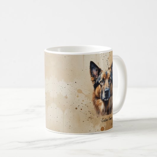 Benutzerdefinierter Name oder Text Deutscher Schäf Kaffeetasse (VorderseiteRechts)