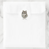 Benutzerdefinierter Name oder Text Wolf Aquarell T Runder Aufkleber (Tasche)