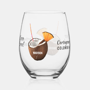 Benutzerdefinierter Name & Ort Coco Loco Weinglas Ohne Stiel