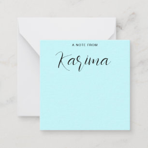 Benutzerdefinierter Name Pastellblau Kalligrafie Mitteilungskarte