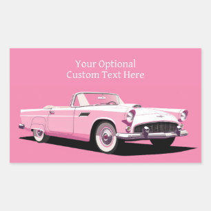 Benutzerdefinierter Name Pink Classic Car Rechteckiger Aufkleber
