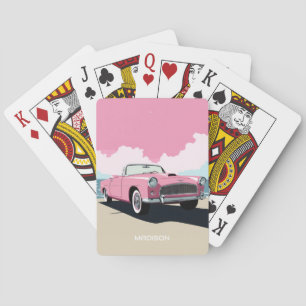 Benutzerdefinierter Name Pink Classic Car Spielkarten
