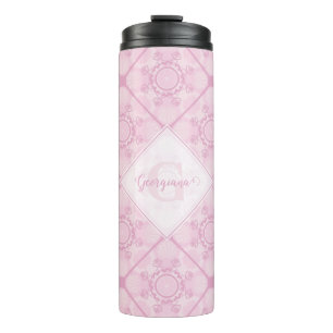 Benutzerdefinierter Name Preppy In Pink Mandala Di Thermosbecher