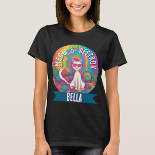 Benutzerdefinierter Name Psychedelic Cat Meow & De T-Shirt