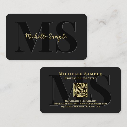 Benutzerdefinierter Name QR Code Luxury Gold Calli Visitenkarte (Vorne/Hinten)