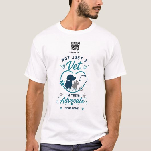 Benutzerdefinierter Name & QR-Code Tierarzt T-Shirt (Vorderseite)
