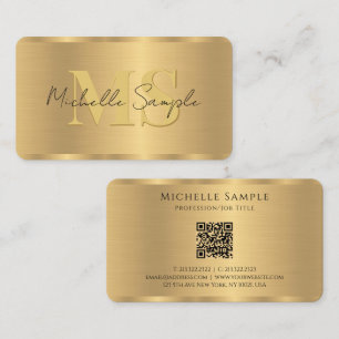 Benutzerdefinierter Name QR-Code Vorlage Gold Mono Visitenkarte