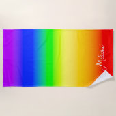 Benutzerdefinierter Name Regenbogen Stolz Farbiger Strandtuch (Vorderseite)