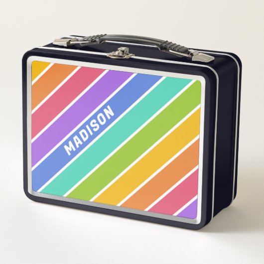 Benutzerdefinierter Name Regenbogenfarben Metall Brotdose (Vorderseite)