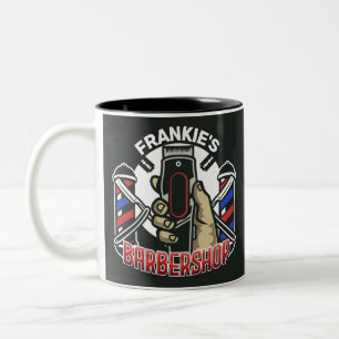 Benutzerdefinierter NAME Retro-Barbier-Laden-Stang Zweifarbige Tasse