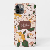 Benutzerdefinierter Name Retro-Blumen-Creme-Gelber Case-Mate iPhone Hülle (Rückseite)