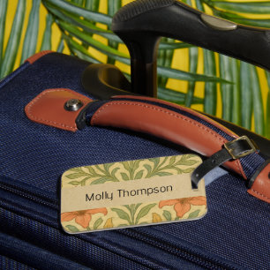 Benutzerdefinierter Name Retro-Blumenmuster Rustik Gepäckanhänger