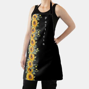 Benutzerdefinierter Name Retro Damen Sonnenblumen Schürze
