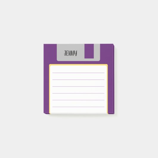 Benutzerdefinierter Name Retro-Diskette, Y2K und 9 Post-it Klebezettel (Vorderseite)