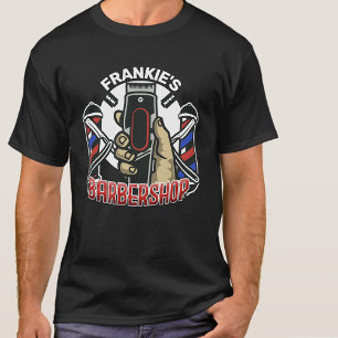 Benutzerdefinierter NAME Retro-Friseurshop-Mast Fr T-Shirt