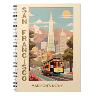 Benutzerdefinierter Name Retro San Francisco Notizblock