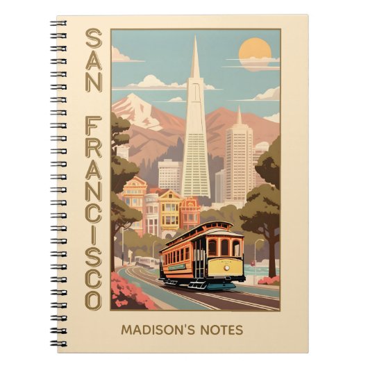 Benutzerdefinierter Name Retro San Francisco Notizblock (Vorderseite)