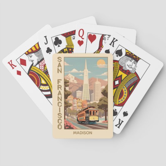 Benutzerdefinierter Name Retro San Francisco Spielkarten (Rückseite)