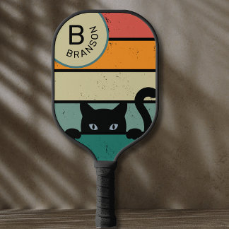 Benutzerdefinierter Name, Retro-Schwarze Katze Pickleball Schläger