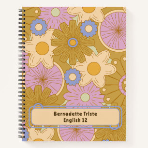 Benutzerdefinierter Name Retro Vintage Wildblume F Notizblock