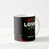 Benutzerdefinierter Name Romantisches Blumengesche Kaffeetasse (VorderseiteRechts)
