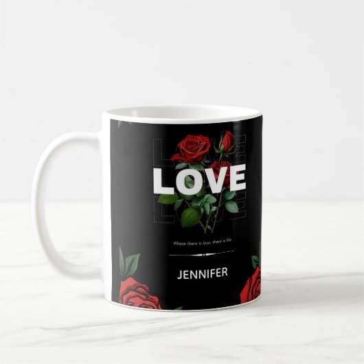 Benutzerdefinierter Name Romantisches Blumengesche Kaffeetasse (Links)