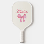 Benutzerdefinierter Name Rosa Coquette-Bogen Pickleball Schläger (Rückseite)