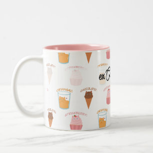 Benutzerdefinierter Name Rosa Cupcake und Schwarzk Zweifarbige Tasse
