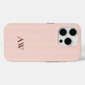 Benutzerdefinierter Name Rosa Gestreifter Brautjun Case-Mate iPhone Hülle (Rückseite (Horizontal))