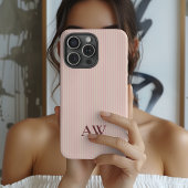 Benutzerdefinierter Name Rosa Gestreifter Brautjun Case-Mate iPhone Hülle
