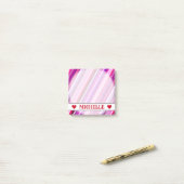 Benutzerdefinierter Name - rosa, Lila Streifenmust Post-it Klebezettel (Auf Schreibtisch)