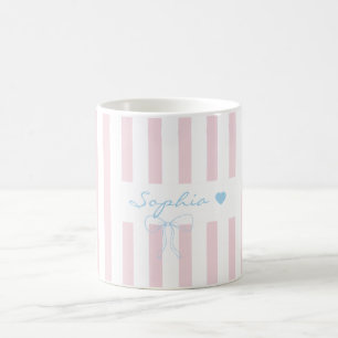 Benutzerdefinierter Name Rosenwasser-Rosa gestreif Kaffeetasse