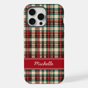 Benutzerdefinierter Name Rot kariert Weihnachten-H iPhone 15 Pro Max Hülle