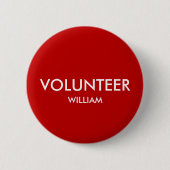 Benutzerdefinierter Name Roter Freiwilliger Button (Vorderseite)