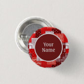 Benutzerdefinierter Name Rotes Bandana-Patchwork-P Button (Vorne & Hinten)