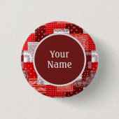 Benutzerdefinierter Name Rotes Bandana-Patchwork-P Button (Vorderseite)