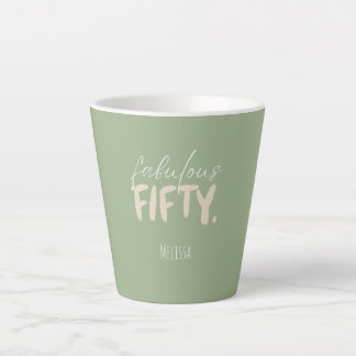 Benutzerdefinierter Name - Salbeigrün Beige Fifty Milchtasse