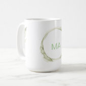 Benutzerdefinierter Name Salbeigrün Wasserfarbe Mo Kaffeetasse (Vorderseite Links)