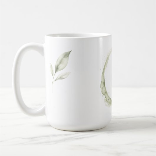 Benutzerdefinierter Name Salbeigrün Wasserfarbe Mo Kaffeetasse (Links)