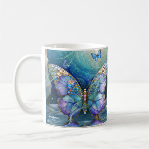 Benutzerdefinierter Name Schmetterling Blau Lila G Kaffeetasse