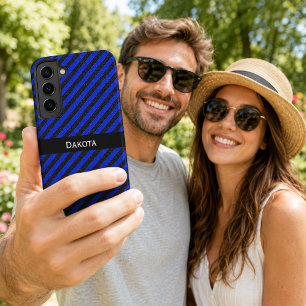 Benutzerdefinierter Name Schwarz & Blau Texturiert Samsung Galaxy Hülle