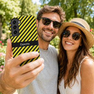 Benutzerdefinierter Name Schwarz Gelb Texturierte  Samsung Galaxy Hülle