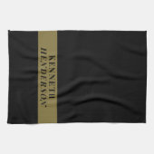 Benutzerdefinierter Name Schwarz Gold Modern Minim Geschirrtuch (Horizontal)