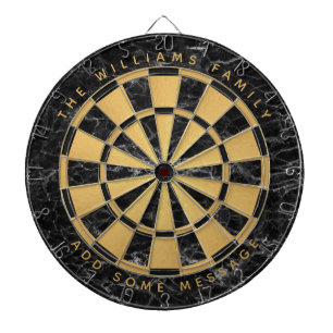 Benutzerdefinierter Name Schwarz Marmor Faux Gold  Dartscheibe