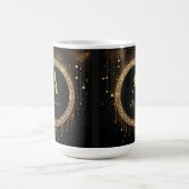 Benutzerdefinierter Name Schwarzer Glitter Monogra Kaffeetasse (Mittel)