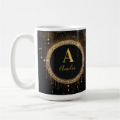 Benutzerdefinierter Name Schwarzer Glitter Monogra Kaffeetasse (Links)