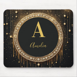 Benutzerdefinierter Name Schwarzer Glitter Monogra Mousepad