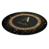 Benutzerdefinierter Name Schwarzer Glitter Monogra Schneidebrett (Ecke)