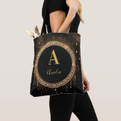 Benutzerdefinierter Name Schwarzer Glitter Monogra Tasche (Von Nahem)