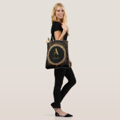 Benutzerdefinierter Name Schwarzer Glitter Monogra Tasche (Am Model)